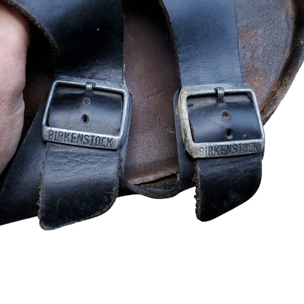 Birkenstock Arizona Sandals Black Leather Well Worn Sz EU 37 - Picture 8 of 10